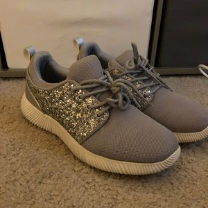 Gray/silver glitter sneakers